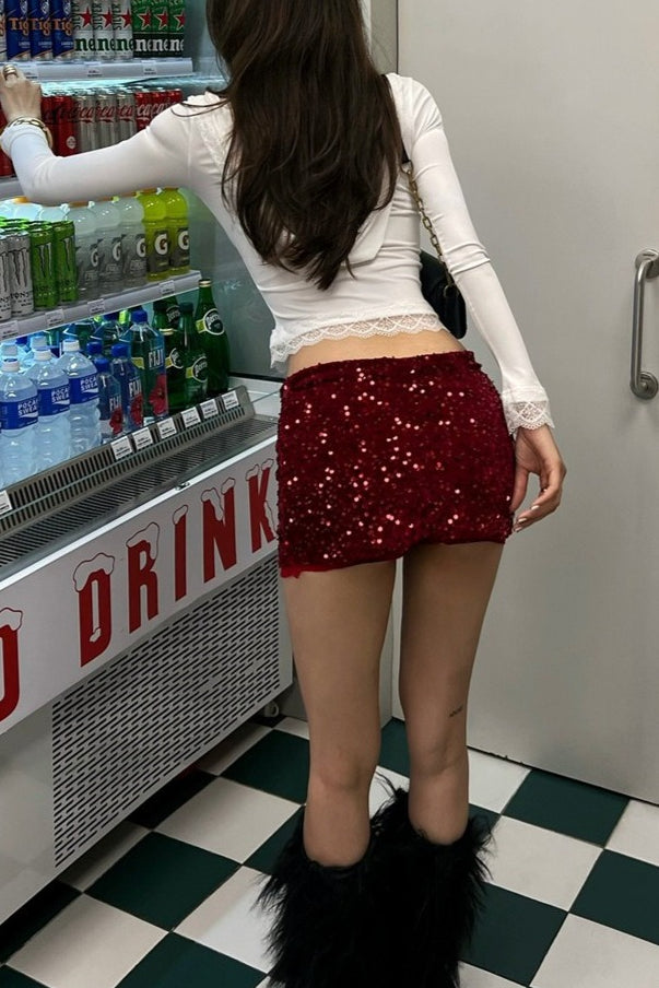 Emily & Isabella Brooks | Solid Sequin High Waist Pencil Skirt