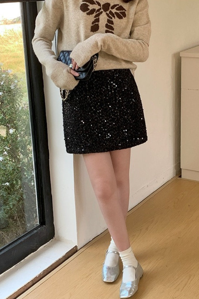 Emily & Isabella Brooks | Sequin High Waist Mini Skirt