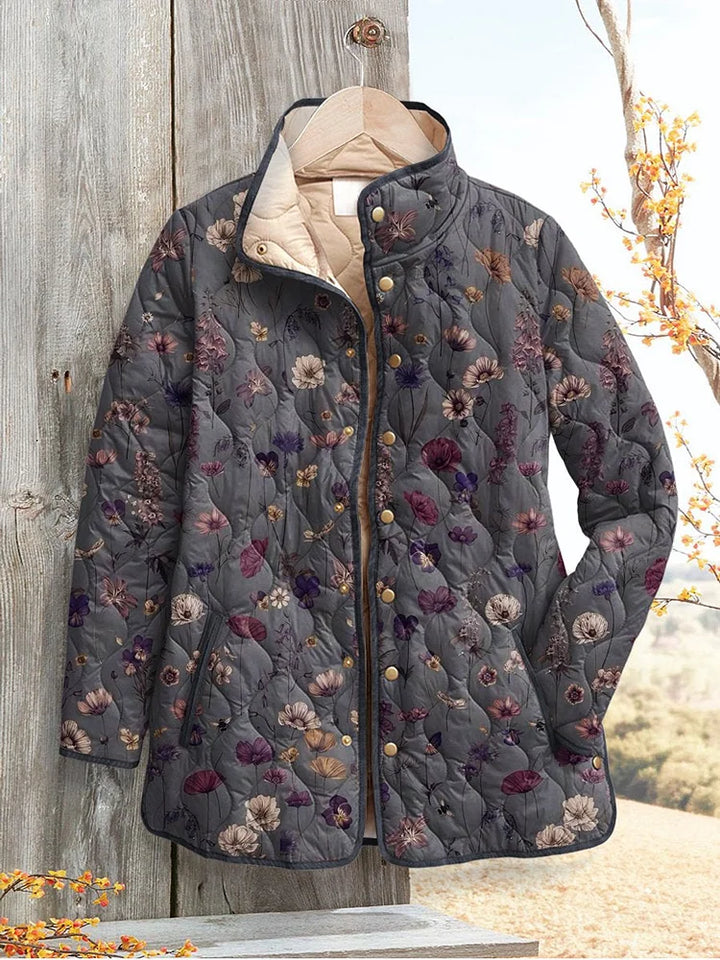 Emily & Isabella Brooks | Women's Floral Print Casual Quilted Jacket