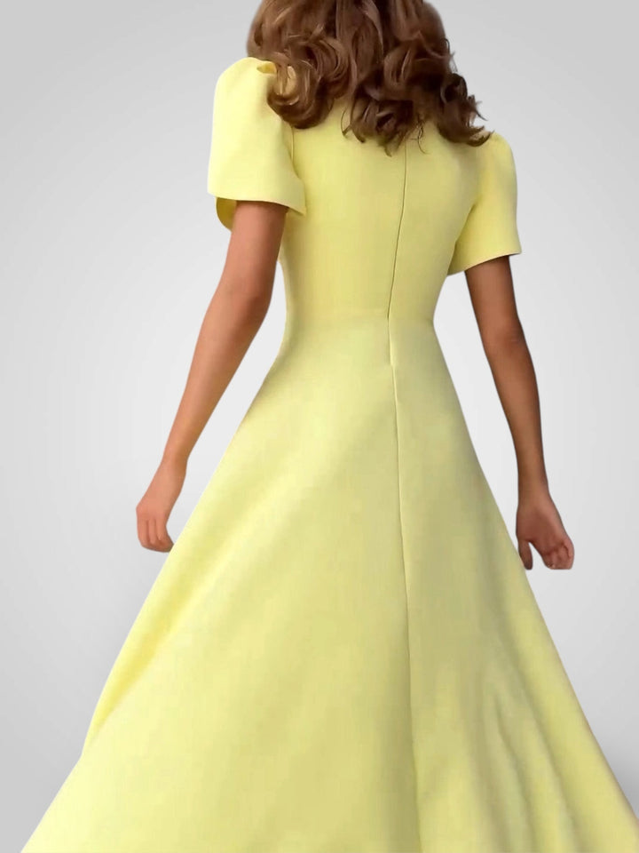 Emily & Isabella Brooks | Midi Dress with High Neck and Puff Sleeves