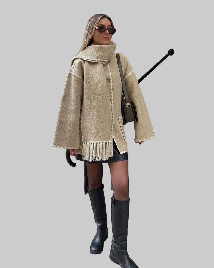 Emily & Isabella Brooks | Large Wool Jacket with Scarf