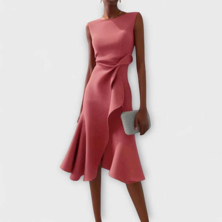 Emily & Isabella Brooks | Asymmetrical Draped Midi Dress