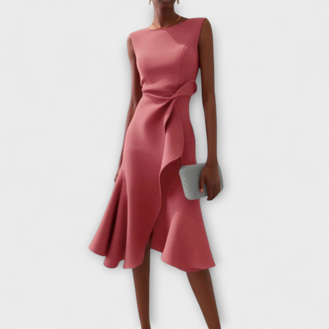 Emily & Isabella Brooks | Draped Asymmetric Midi Dress