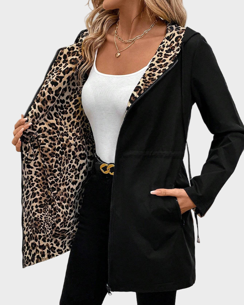 Emily & Isabella Brooks | Reversible Jacket with Hat, Leopard Pattern