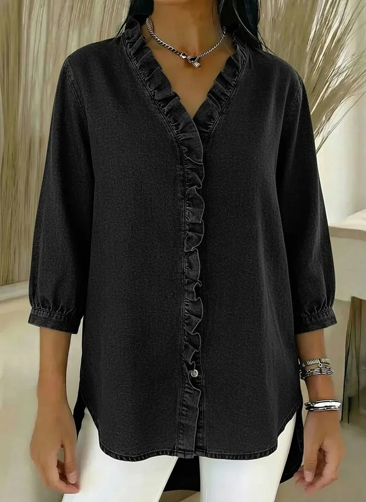 Emily & Isabella Brooks | Casual Denim Shirt, V Neck