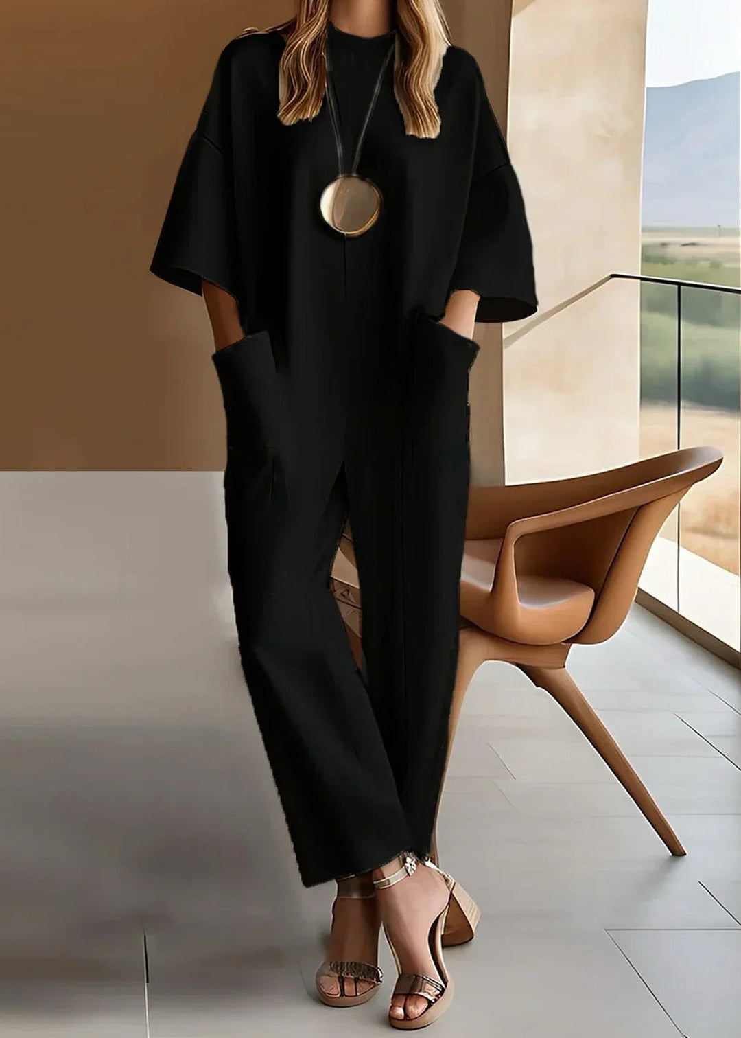 Emily & Isabella Brooks | Elegant Short-Sleeve Jumpsuit