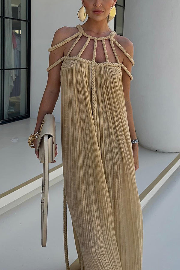 Emily & Isabella Brooks | Linen Blend Draped Cover Up Maxi Dress