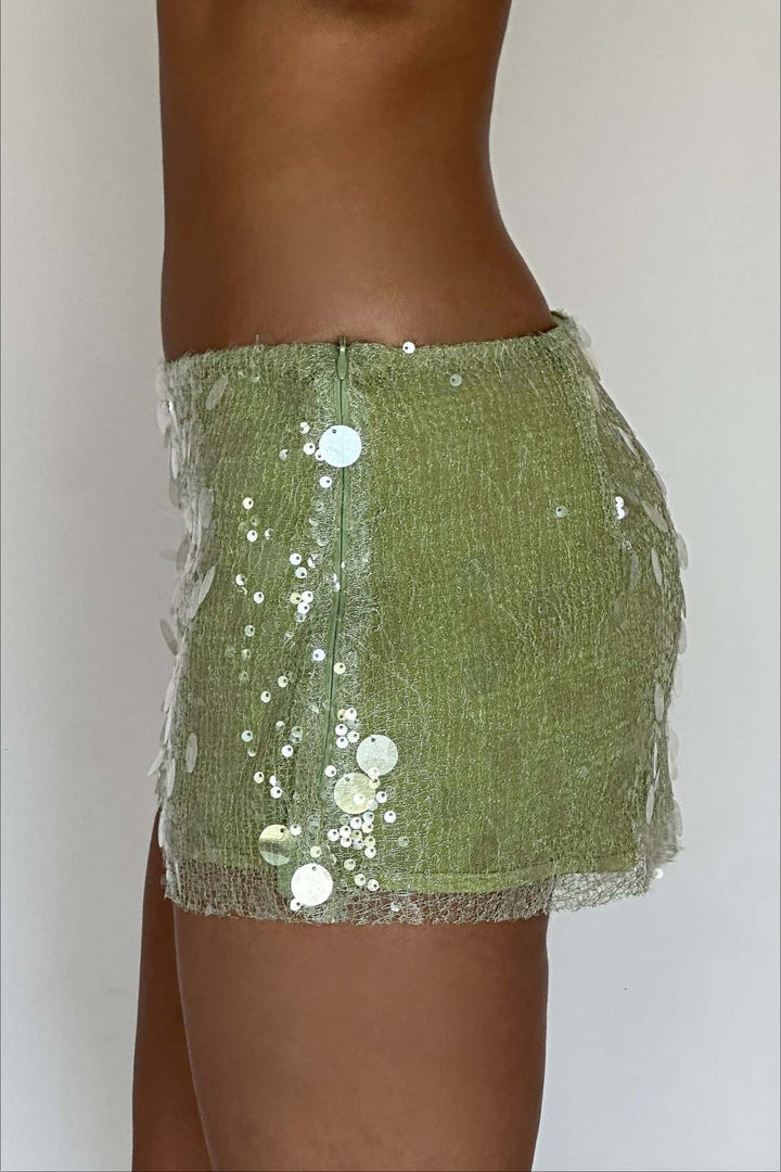 Emily & Isabella Brooks | Solid Color Sequin Fitted Mini Skirt