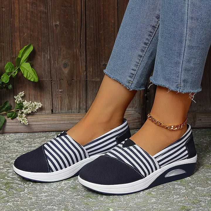 Emily & Isabella Brooks | Comfortable Striped Slip-On Sneakers