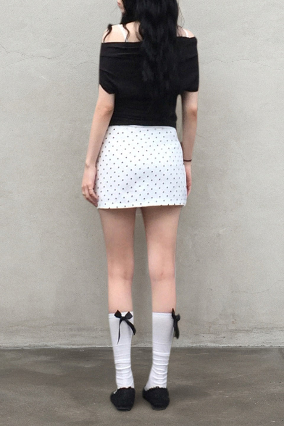 Emily & Isabella Brooks | White Polka Dot Bodycon Mini Skirt