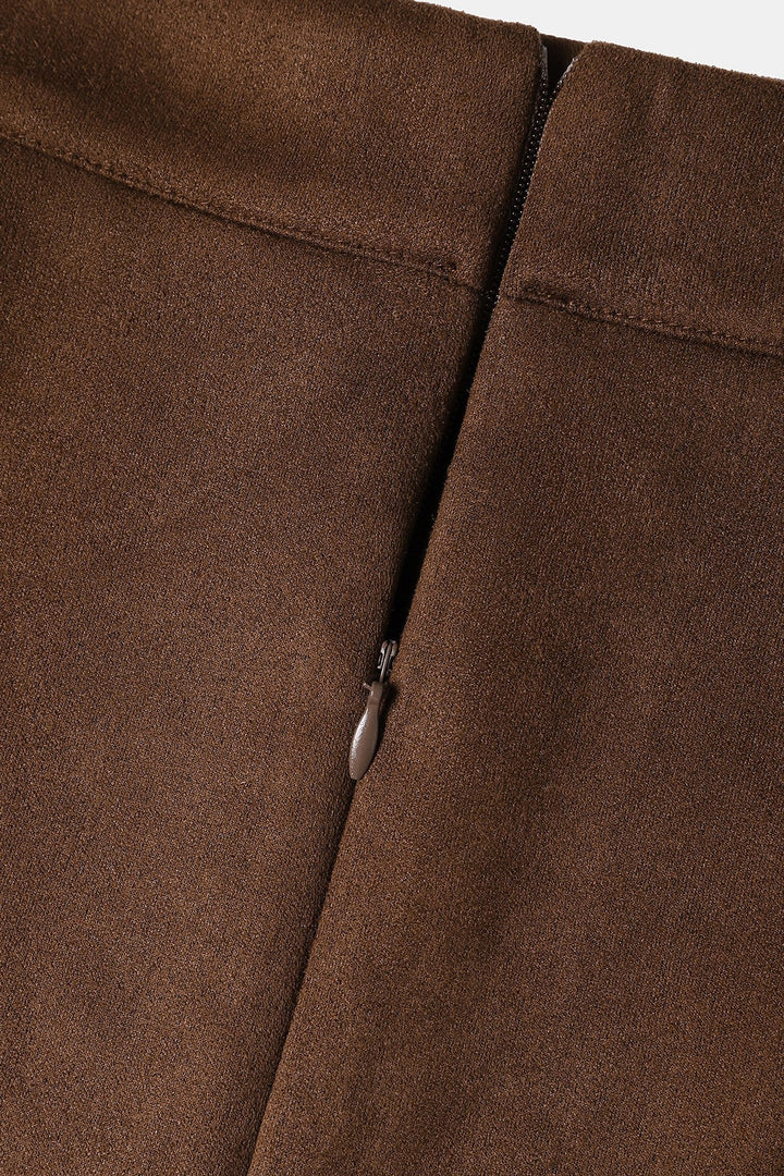 Emily & Isabella Brooks | Solid Suede Bodycon Mini Skirt
