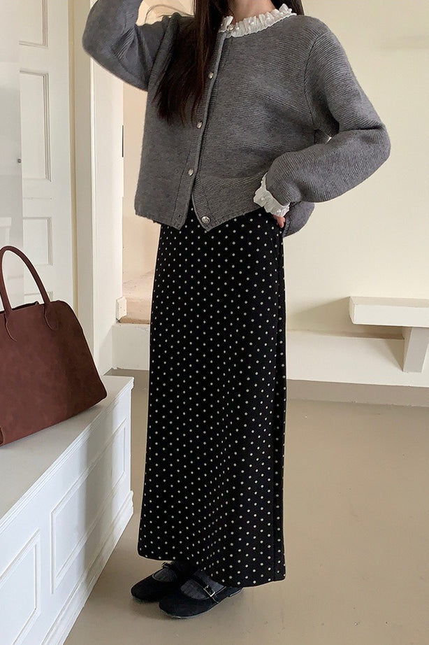 Emily & Isabella Brooks | High Waist Polka Dot Skirt with Back Slit