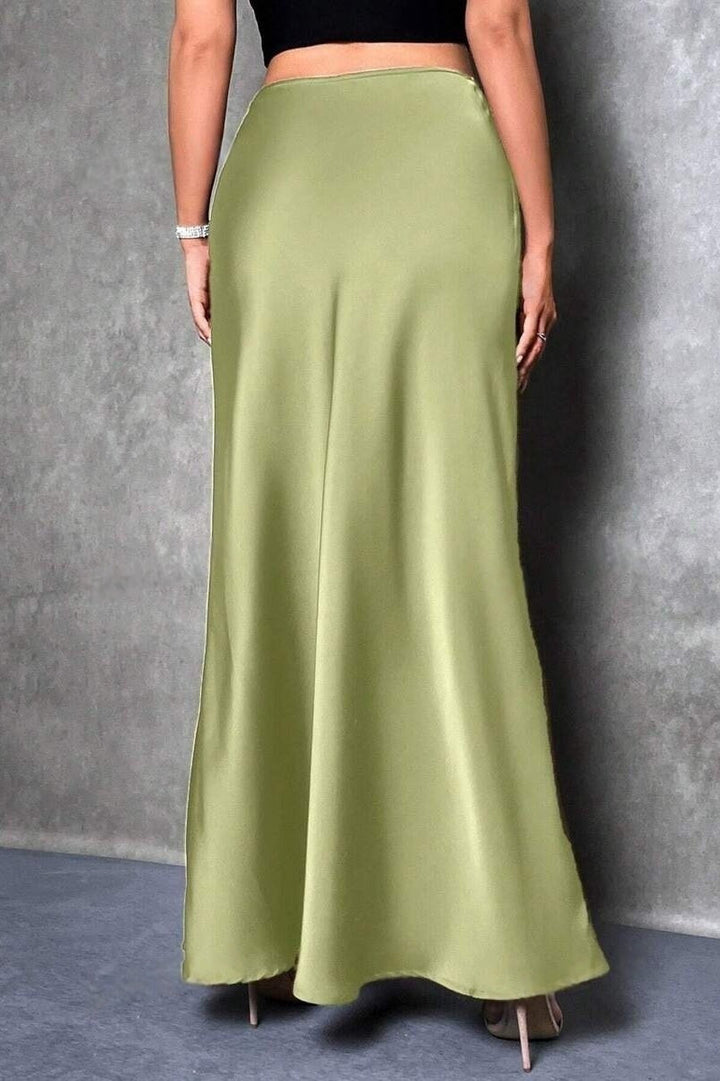 Emily & Isabella Brooks | High Waist Satin Maxi Skirt
