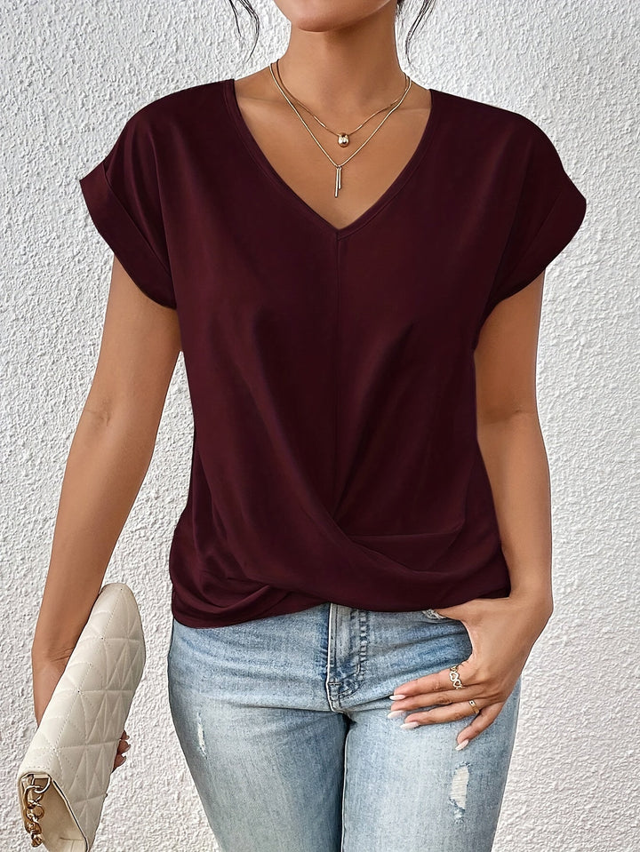Emily & Isabella Brooks | Sweetheart Neckline Casual T-Shirt