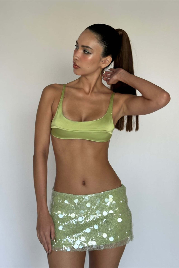 Emily & Isabella Brooks | Solid Color Sequin Fitted Mini Skirt