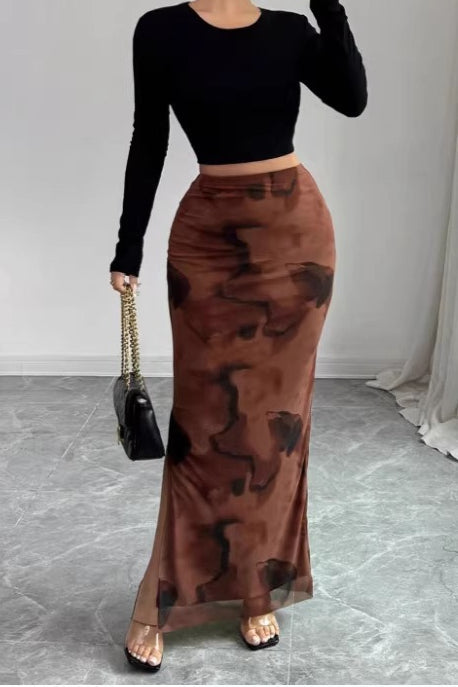 Emily & Isabella Brooks | Mesh High Waist Split Skirt