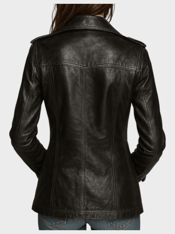 Emily & Isabella Brooks | Vintage Black Faux Leather Double Breasted Jacket