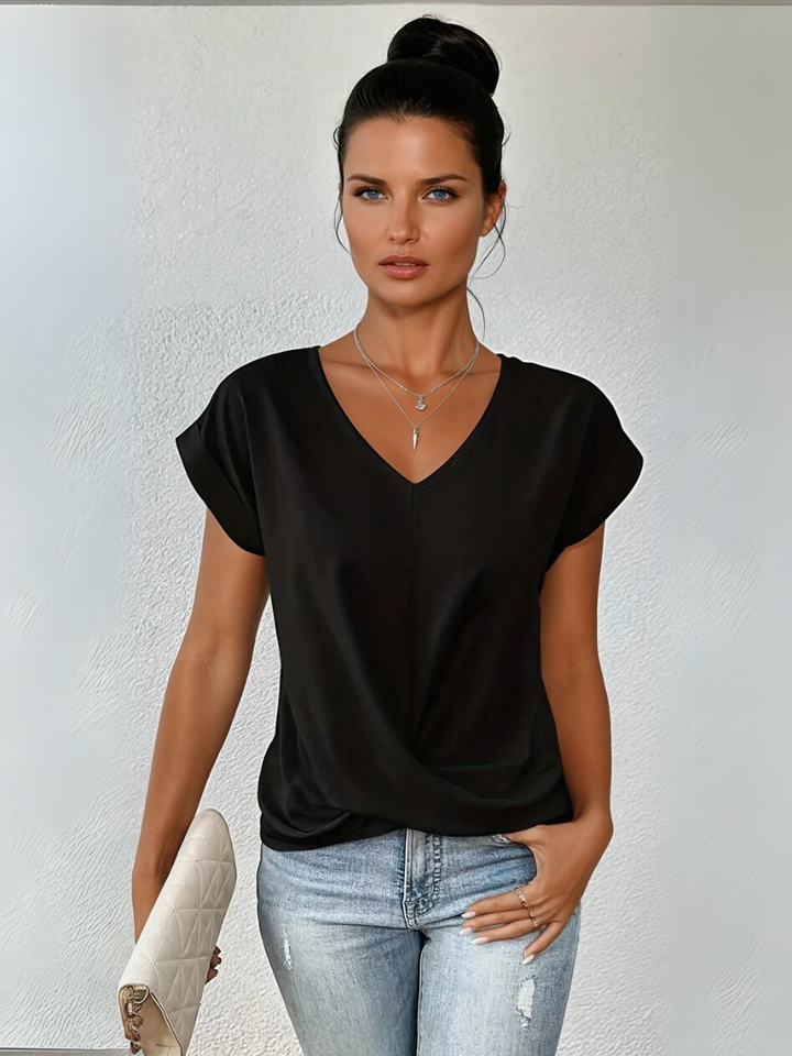 Emily & Isabella Brooks | Sweetheart Neckline Casual T-Shirt