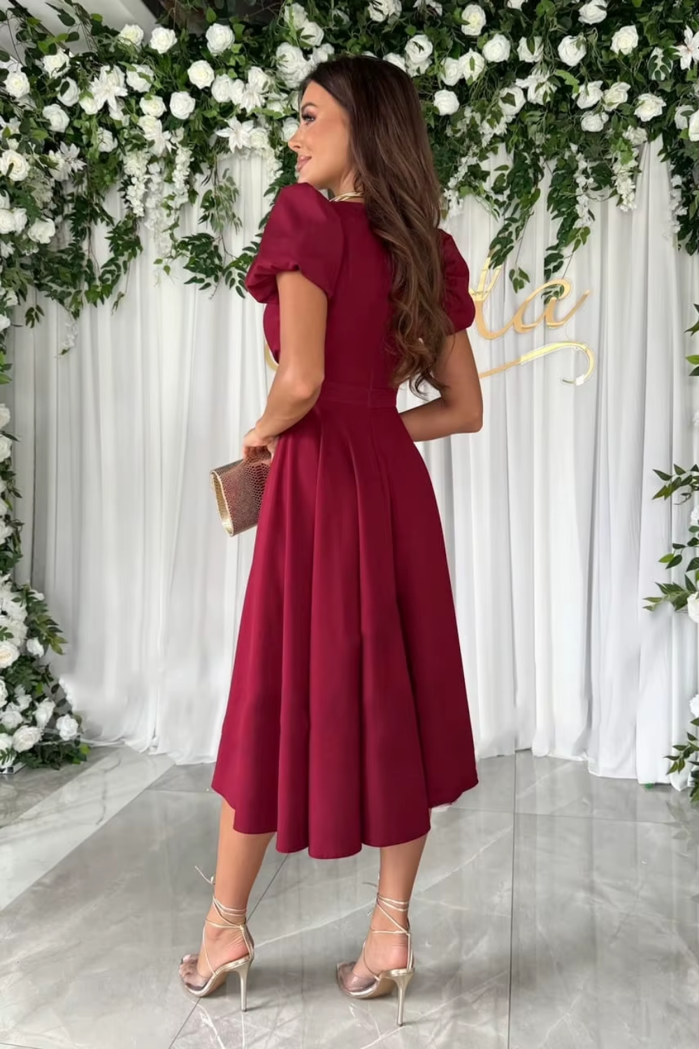 Emily & Isabella Brooks | Elegant V-Neck Midi Dress