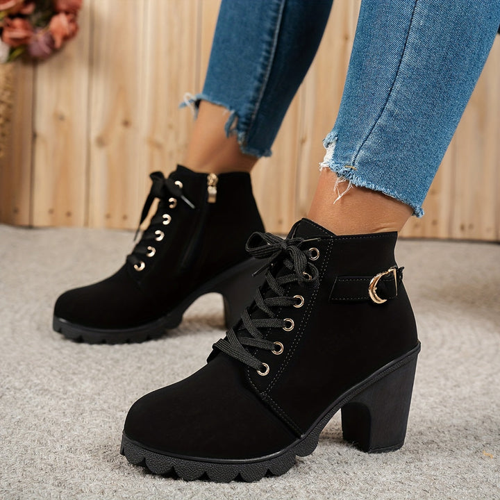 Emily & Isabella Brooks | Lace-Up Heel Boots in Black