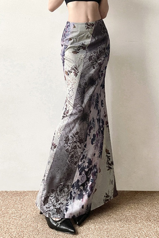 Emily & Isabella Brooks | Botanical Print Bodycon Maxi Skirt