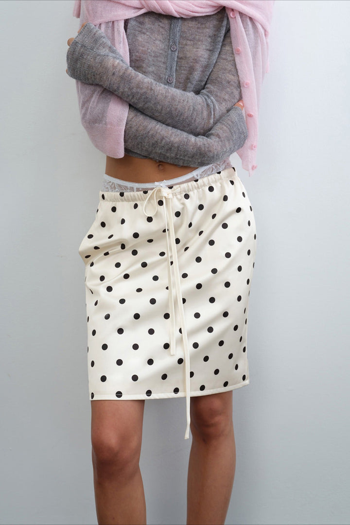 Emily & Isabella Brooks | Drawstring Skirt in Polka Dot Pattern