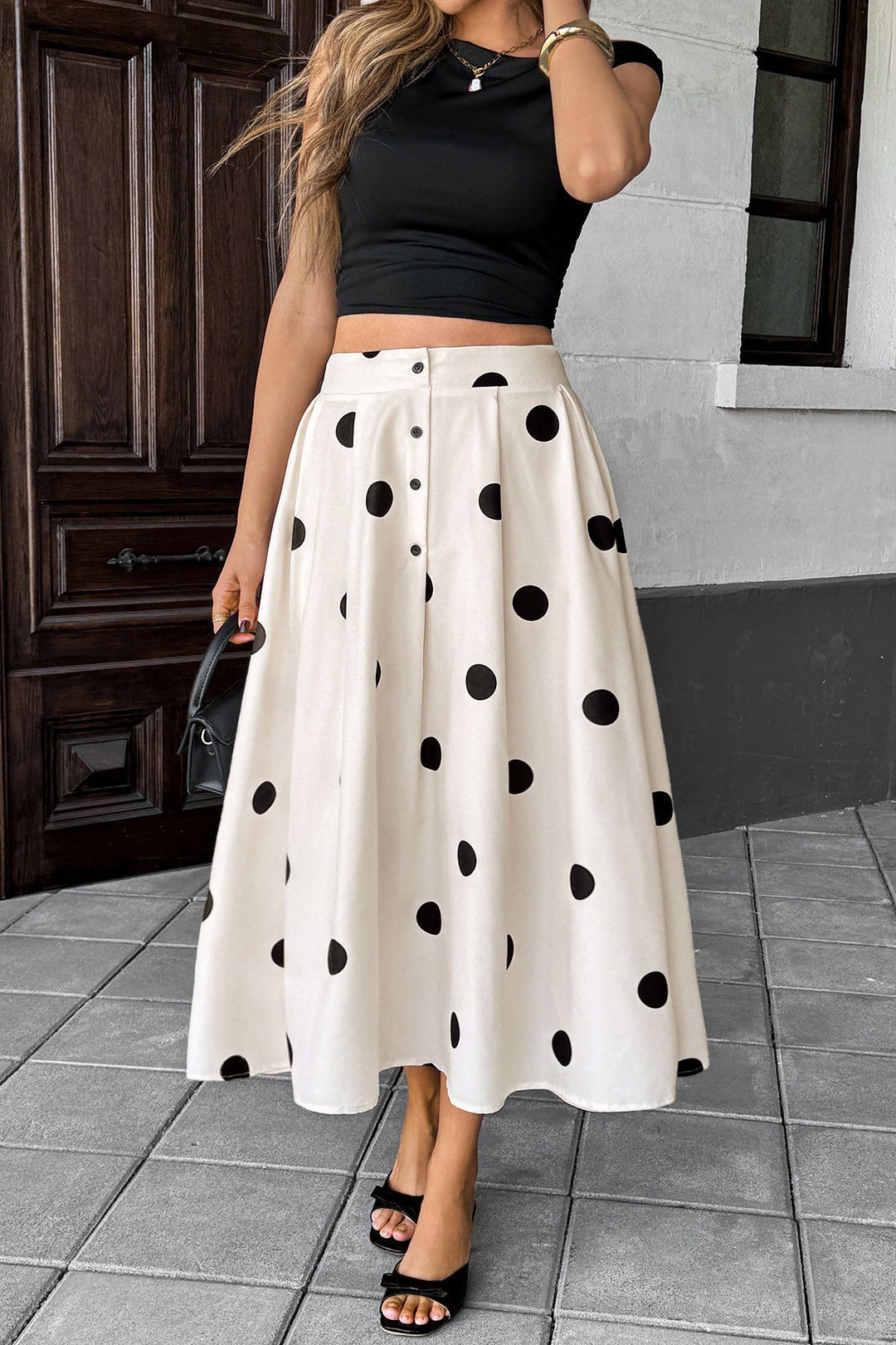 Emily & Isabella Brooks | Polka Dot Elastic Waist Skirt