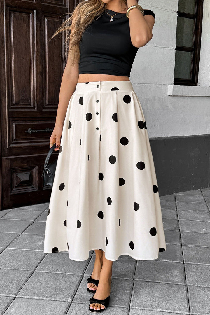 Emily & Isabella Brooks | Polka Dot Elastic Waist Skirt