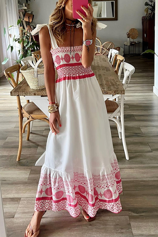 Emily & Isabella Brooks | Lace-Up Square Collar Sling Dress