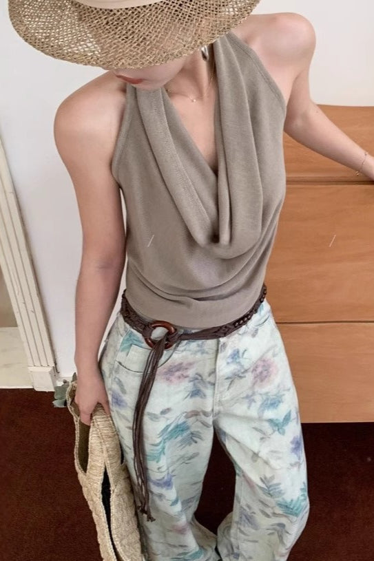 Emily & Isabella Brooks | Sleeveless Halter Knit Top