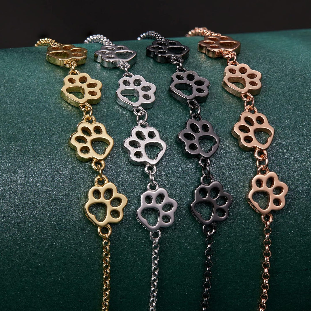 Emily & Isabella Brooks | Sterling Silver Paw Print Bracelet - Adjustable Fit