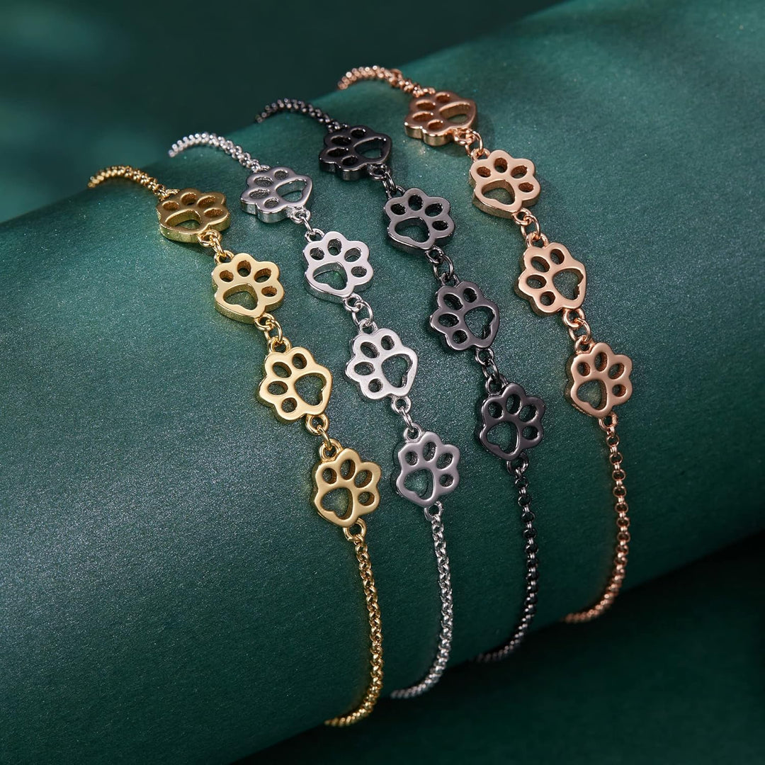 Emily & Isabella Brooks | Sterling Silver Paw Print Bracelet - Adjustable Fit