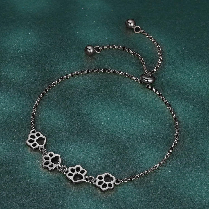 Emily & Isabella Brooks | Sterling Silver Paw Print Bracelet - Adjustable Fit