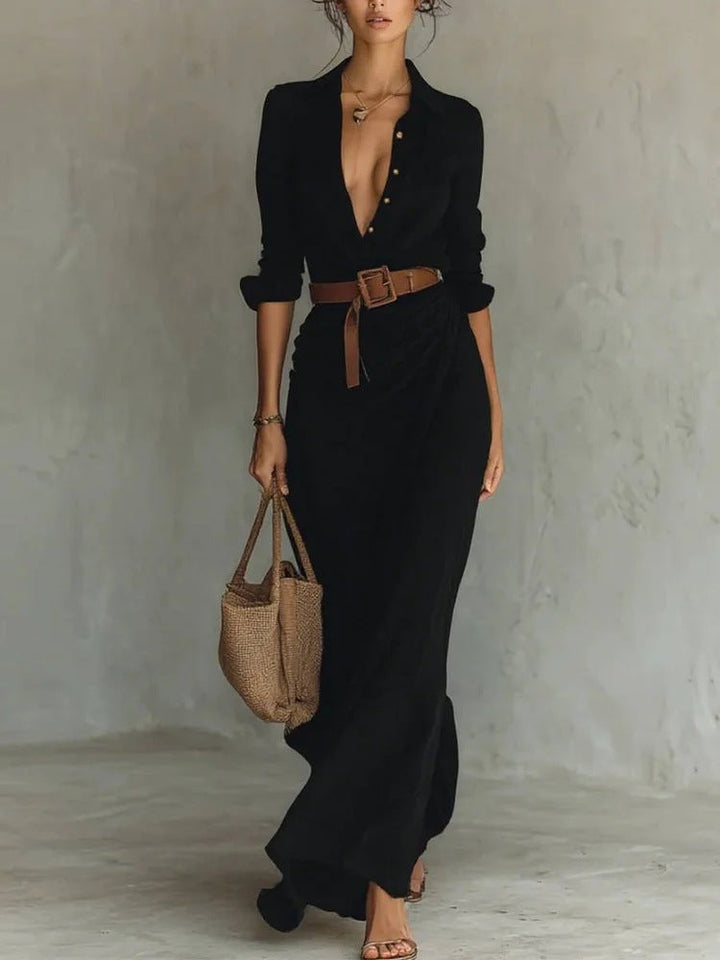 Emily & Isabella Brooks | Lapel-Wrap Maxi Dress