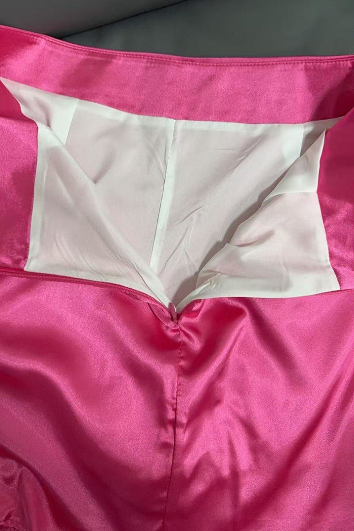 Emily & Isabella Brooks | Satin A-Line Ruched High-Waist Mini Skirt