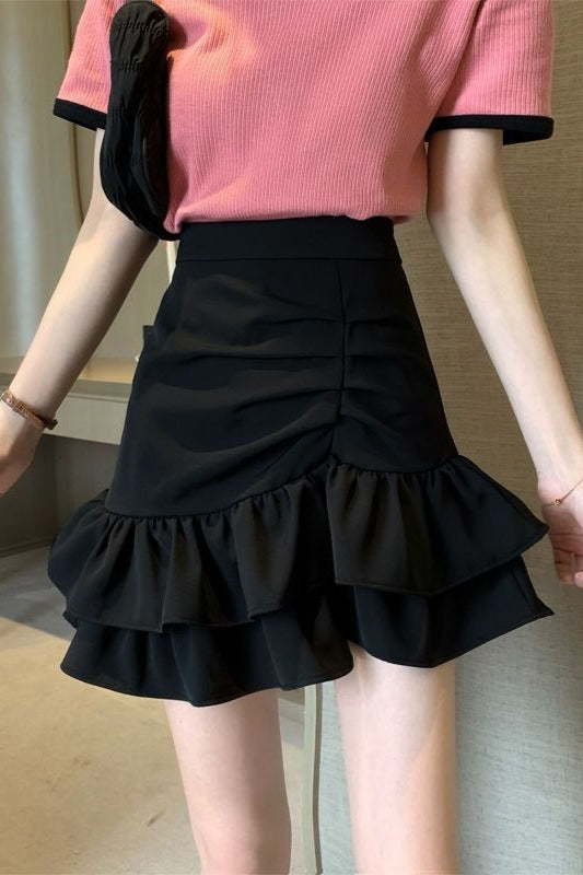 Emily & Isabella Brooks | High Waist Pink Asymmetrical Skirt