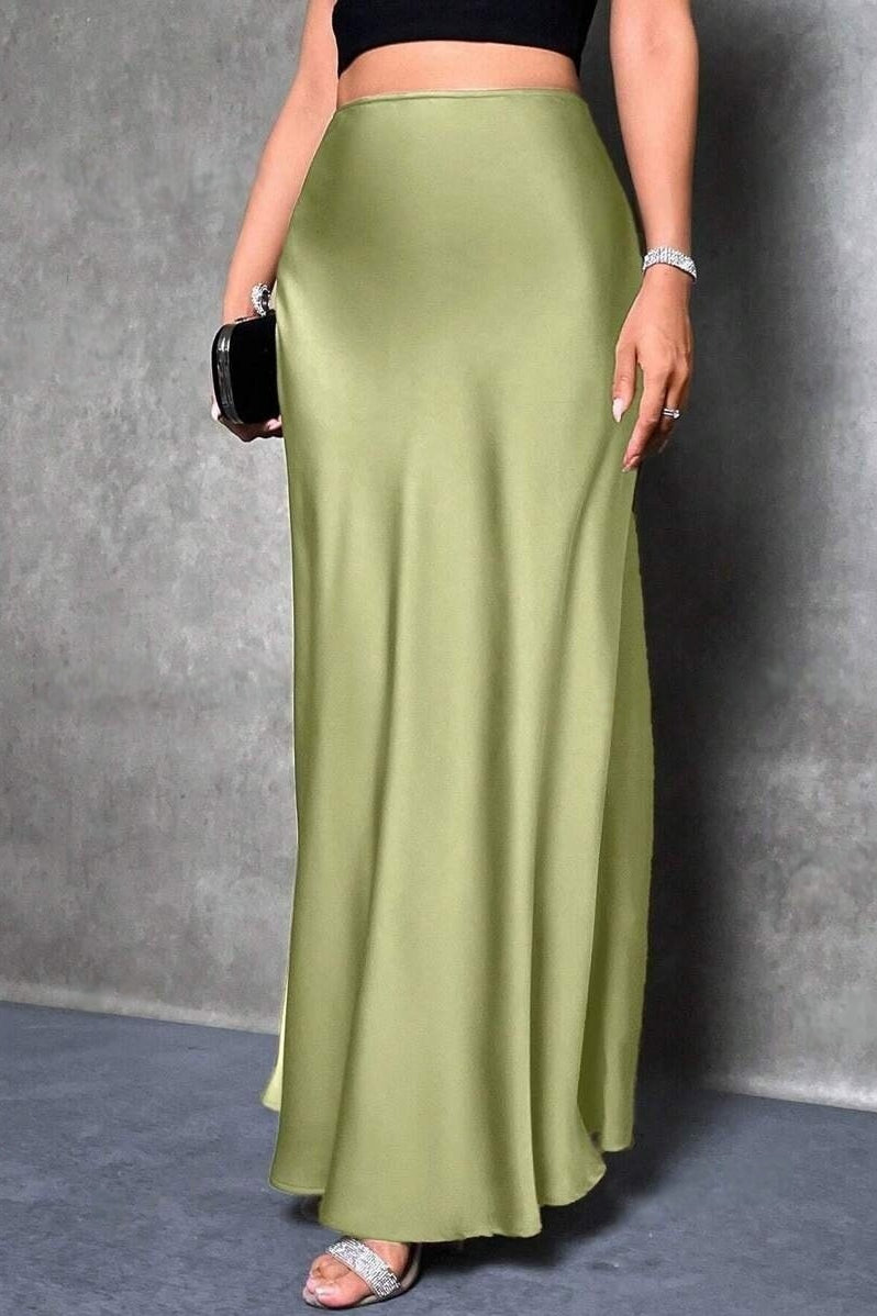 Emily & Isabella Brooks | High Waist Satin Maxi Skirt