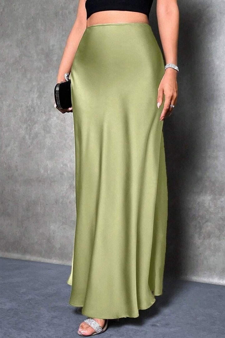 Emily & Isabella Brooks | High Waist Satin Maxi Skirt