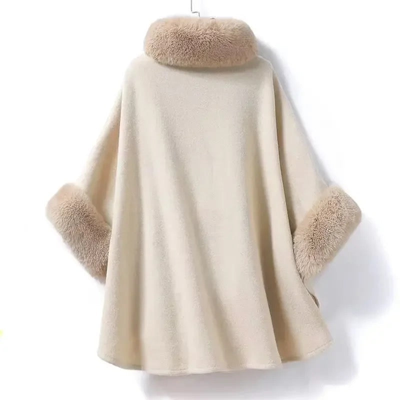 Emily & Isabella Brooks | Winter Cape in Beige with Fur Details