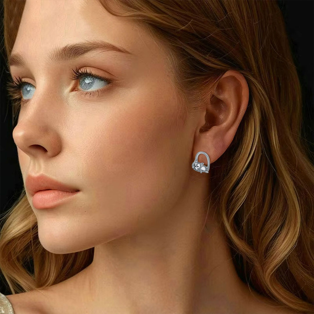 Emily & Isabella Brooks | Silver Sleeping Puppy Stud Earrings