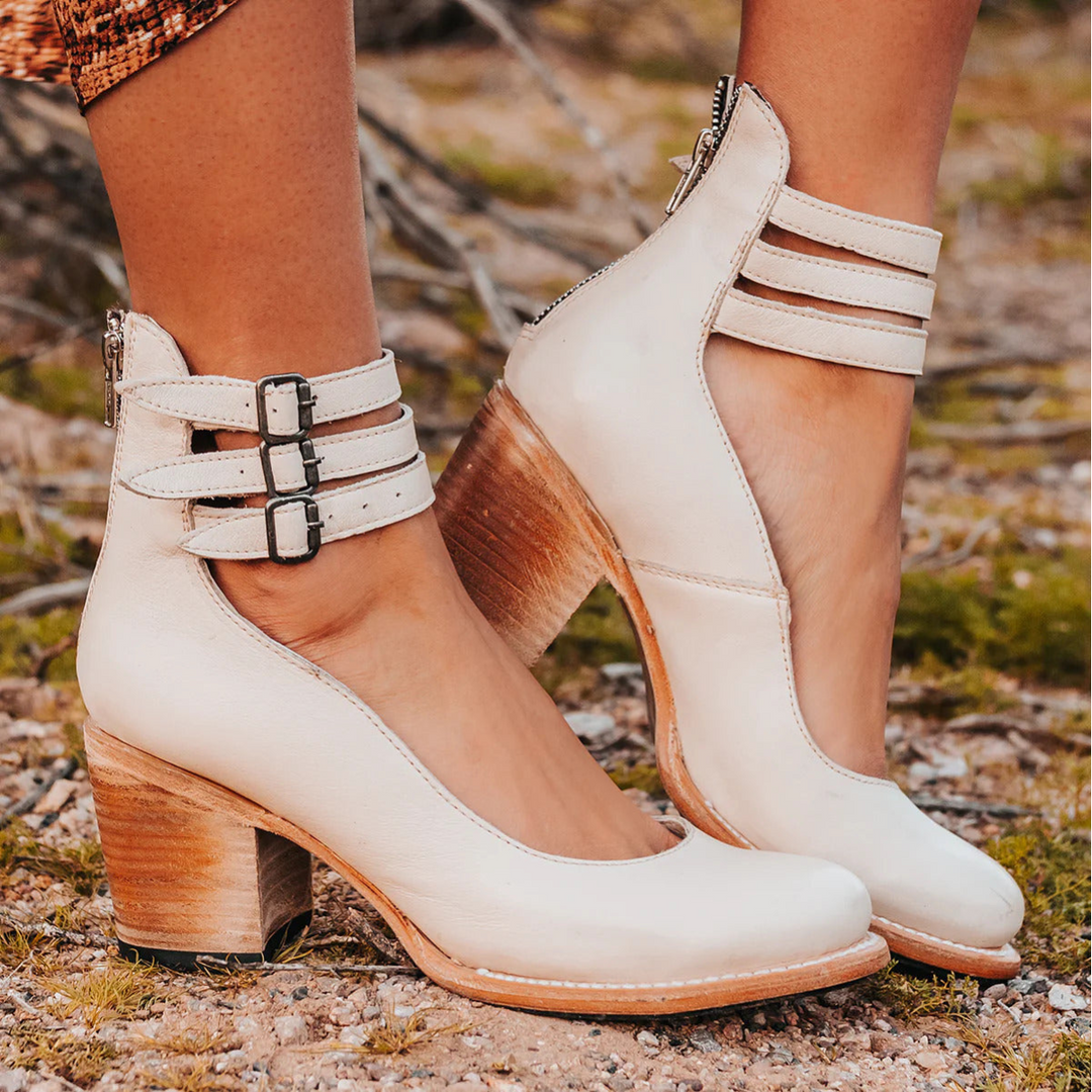 Emily & Isabella Brooks | Vintage Leather Strap Heels