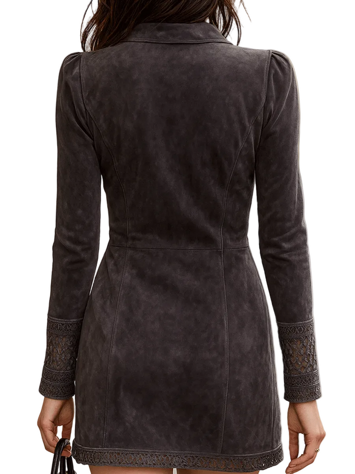 Emily & Isabella Brooks | Suede Zip Front Mini Dress