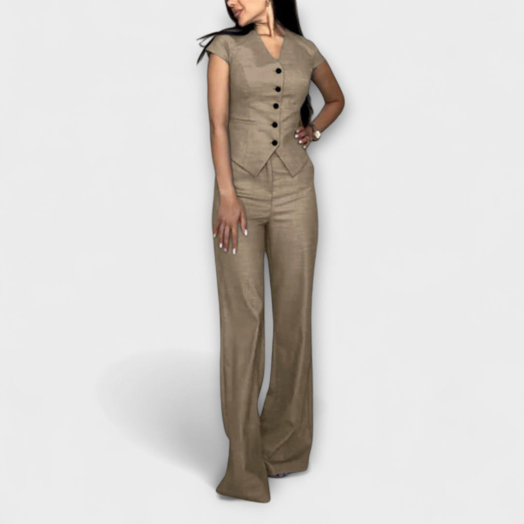 Emily & Isabella Brooks | V-Neck Top and Pants Set
