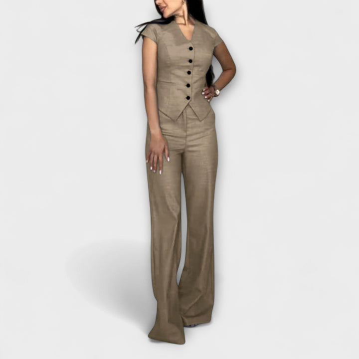Emily & Isabella Brooks | V-Neck Top and Pants Set
