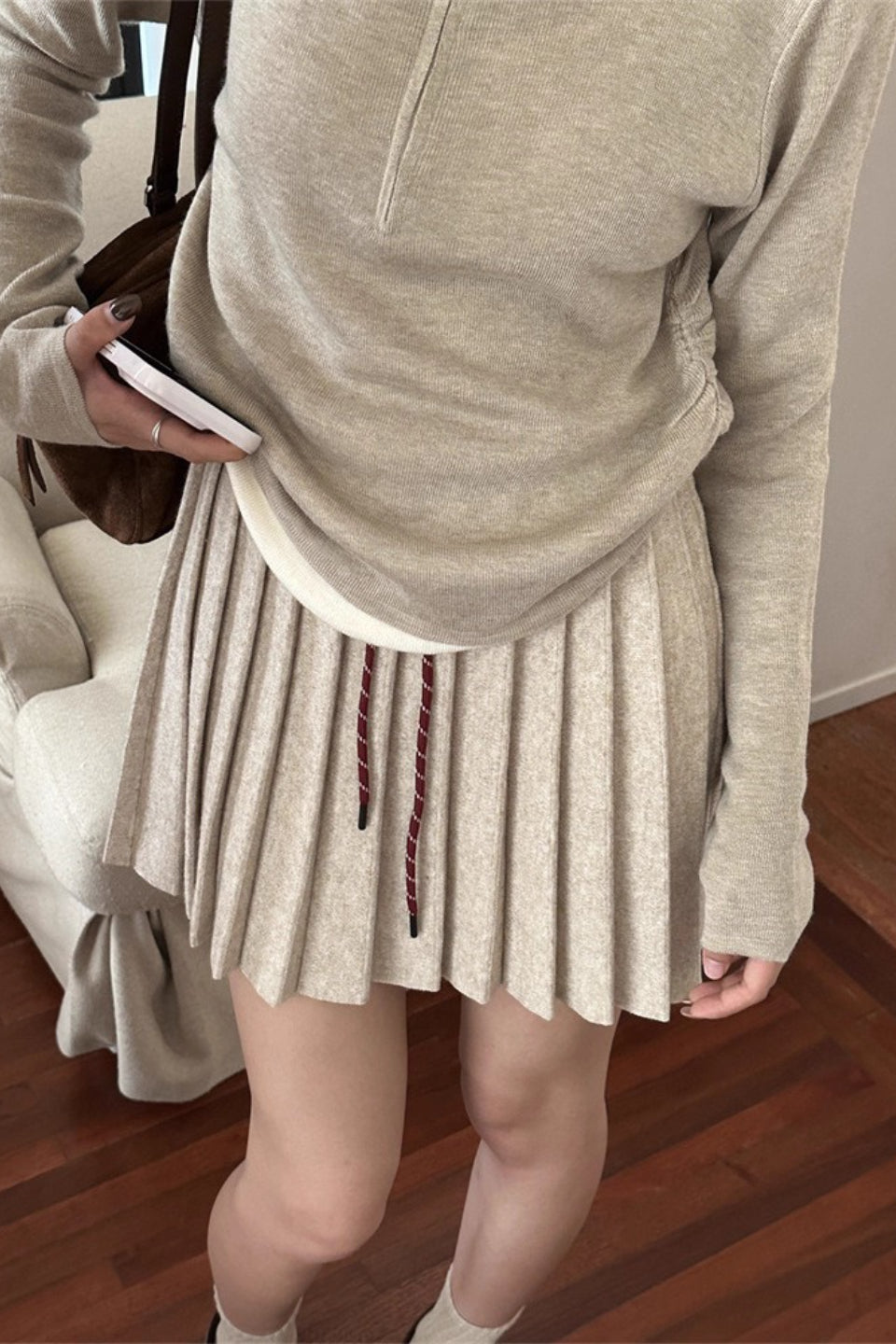Emily & Isabella Brooks | Pleated Knit Mini Skirt