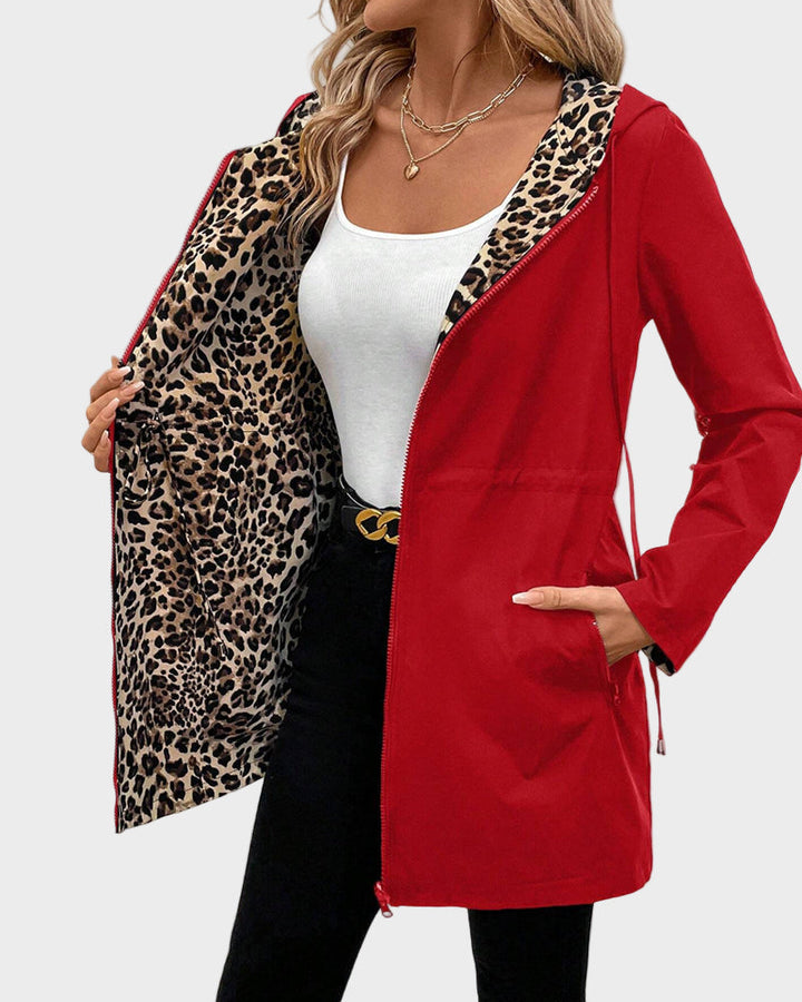 Emily & Isabella Brooks | Reversible Jacket with Hat, Leopard Pattern
