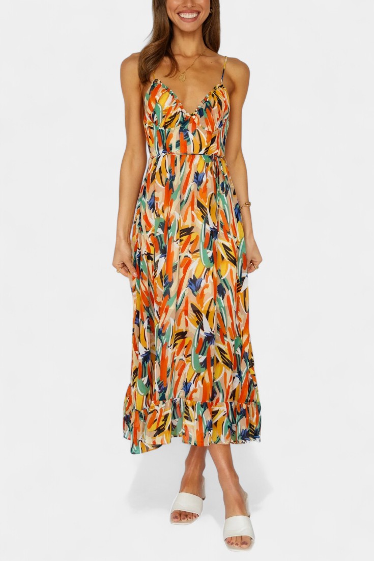 Emily & Isabella Brooks | Midi Dress in Vibrant Pattern