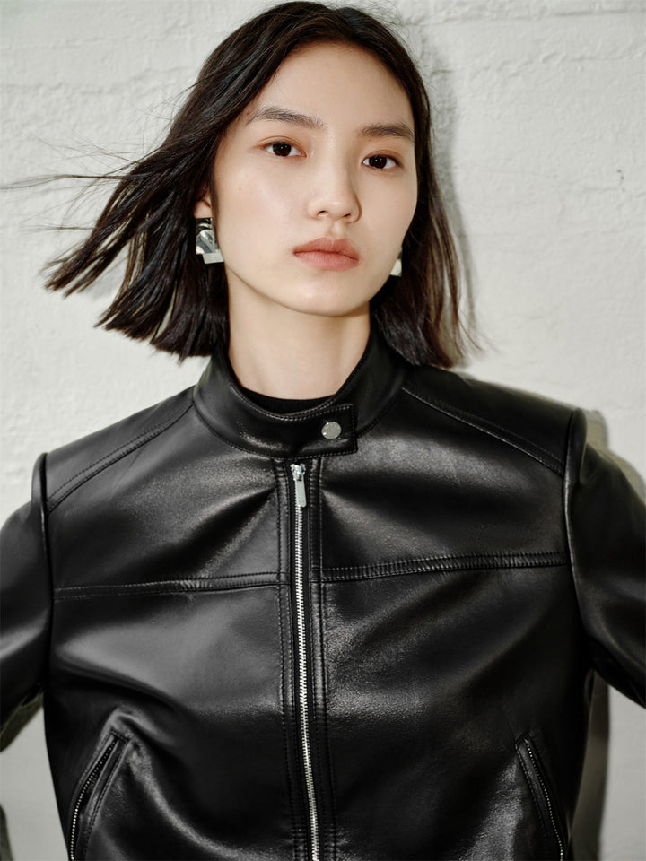 Emily & Isabella Brooks | Short PU motorcycle jacket