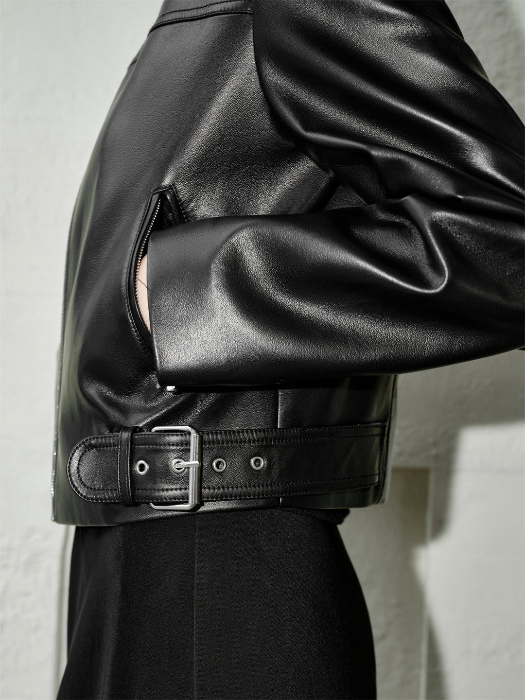 Emily & Isabella Brooks | Short PU motorcycle jacket
