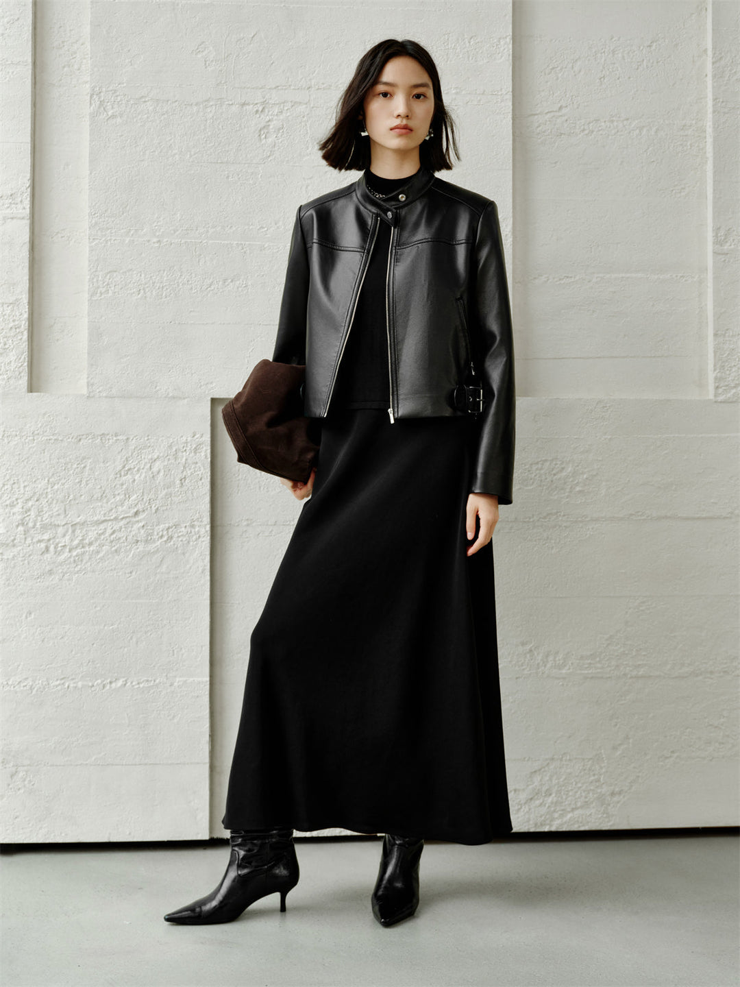 Emily & Isabella Brooks | Short PU motorcycle jacket